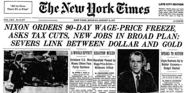 President Richard Nixon ends gold convertibility